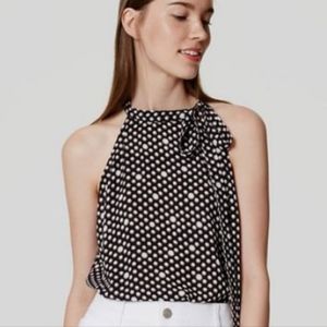 LOFT Petite Starry Tie Neck Halter Top - Black